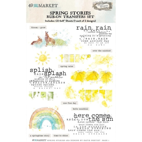 Spring Stories Rub-On Transfer Set 6x8" - 49 And Market