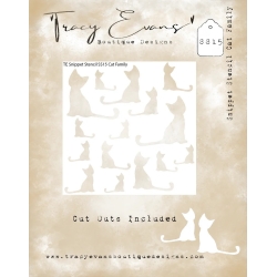 SS015 - Snippet Stencil Cat Family 4x4" - Tracy Evans