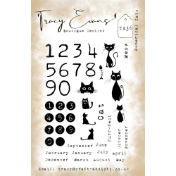 TE036 - Numerical Cats A5 Clearstamp - Tracy Evans