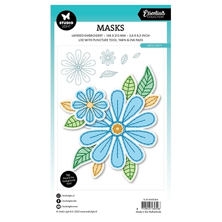 Mask A5 Embroidery, Large Daisy Essentials Nr.344 - Studio Light