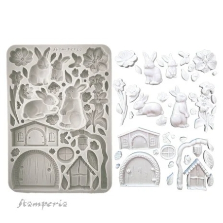 Rabbit and Flowers A5 Silicon Mould - Stamperia