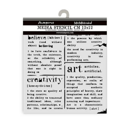 Dictionary Thick Stencil 12x12cm - Stamperia