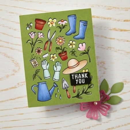 Gardening Tools & Flowers Cover Plate Fancy Dies - Hero Arts