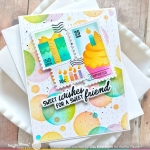 Postage Collage Cupcake Stencil - Waffle Flower