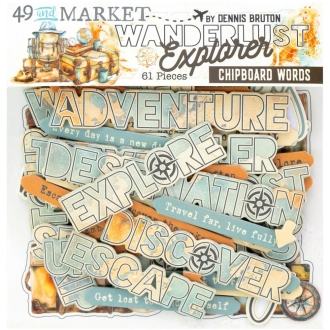 Wanderlust Explorer Words Chipboard Set - 49 and Market