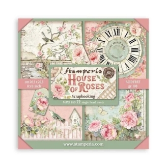 House of Roses 8x8" Paper Pack Maxi Backgrounds Selection (Single Face) - Stamperia