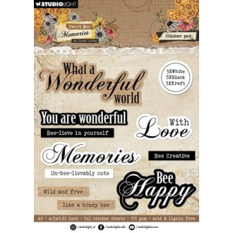 Sweet Bee Memories A6 Sticker Paper Pad Sentiments - Studio Light