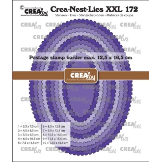 Crea-Nest-Lies XXL stansen No. 172, Ovalen met postzegelrand - Crealies