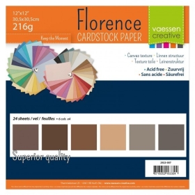 Florence Cardstock 216g 12x12" - 24 vel Multipack Bruin