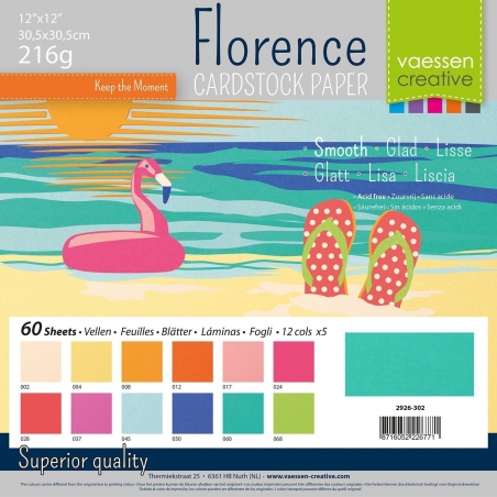 Florence Cardstock 216g 12x12" - 60 vel Multipack Summer Smooth