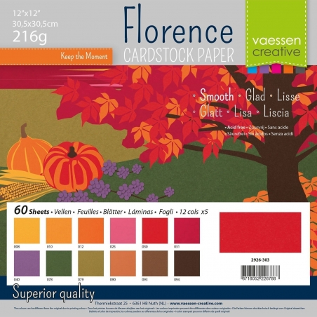 Florence Cardstock 216g 12x12" - 60 vel Multipack Autumn Smooth