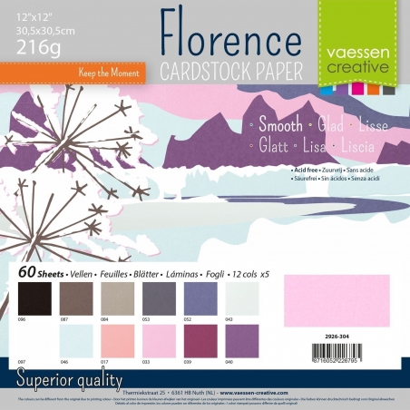 Florence Cardstock 216g 12x12" - 60 vel Multipack Winter Smooth