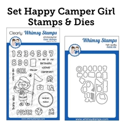 * Whimsy Stamps - SET Happy Camper Girl Stamps & Dies