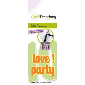 *CraftEmotions - Impress Stamp Die - Tekst: Love, Party!