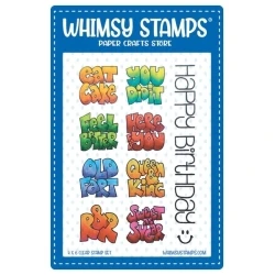 Whimsy Stamps - Sentiment Tiles Happy Birthday Clearstamps