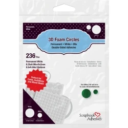 3D Foam Circles White Mix (236pcs)  6&12 mm