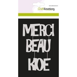 Mask Stencil A6 - Tekst MERCI BEAU KOE - Craft Emotions