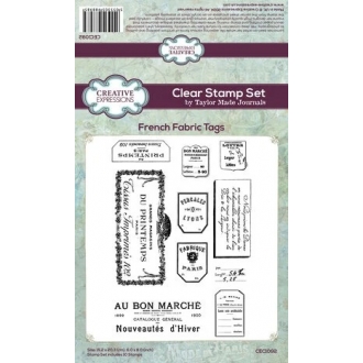 Taylor Made Journals Clearstamp French Fabric Tags - Creative Expressions