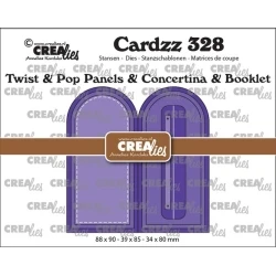 Cardzz Stansen No. 328 Twist & Pop B4, Panelen & Leporello & Miniboekje Boog - Crealies