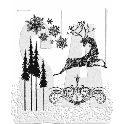 CMS052 - Reindeer Flight Tim Holtz Cling Stamps