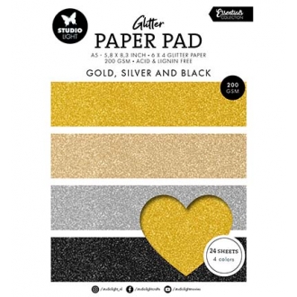 A5 Glitter Paper Pad Gold,...