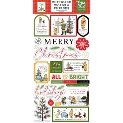 Winnie The Pooh Christmas Chipboard Word & Phrases - Echo Park