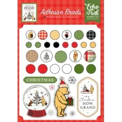 Winnie The Pooh Christmas Adhesive Brads - Echo Park