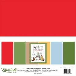 Winnie The Pooh Christmas 12x12" Coordinating Solids Paper Pack - Echo Park