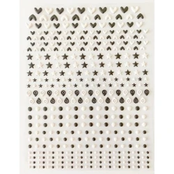 Puffy Stickers Hearts and Stars Black and White - Mintopia