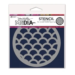 Dina Wakley MEdia Stencil Scales Coaster - Ranger