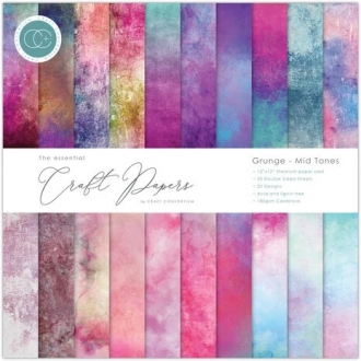 Essential Craft Papers 12x12" Paper Pad Grunge - Mid Tones - Craft Consortium