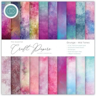 Essential Craft Papers 6x6" Paper Pad Grunge - Mid Tones - Craft Consortium