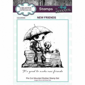 Pre-Cut Rubber Stamp A6 New Friends - Creative Expressions Andy Skinner