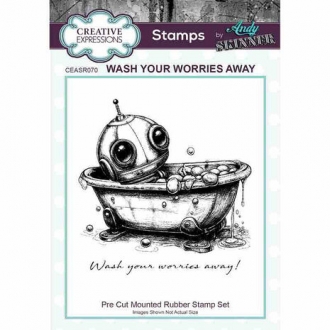 Pre-Cut Rubber Stamp A6 Wash Your Worries Away - Creative Expressions Andy Skinner