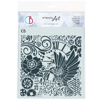 Esprit de Voyage 8x8" Texture Stencil Clockwork Whimsy - Ciao Bella