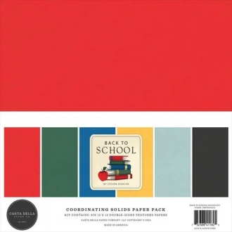 Back to School 12x12" Coordinating Solids Paper Pack - Carta Bella