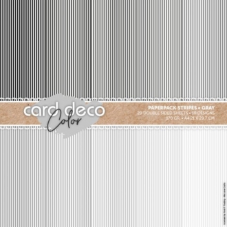 Card Deco Color Paperpack - Stripes - Gray - A4