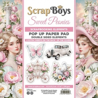 Sweet Peonies 6x6" Pop Up Paper Pad - ScrapBoys