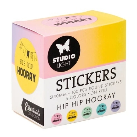 Hip Hip Hooray ø30mm Round Stickers on Roll (100pcs) - Studio Light