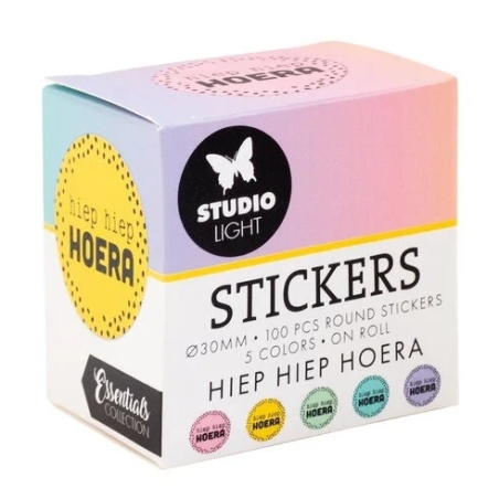 Hiep Hiep Hoera ø30mm Round Stickers on Roll (100pcs) - Studio Light