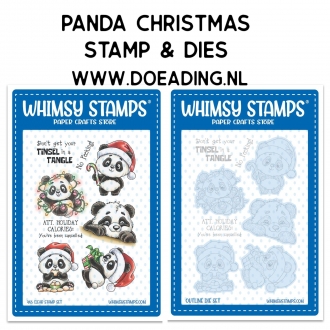 SET Panda Christmas Stamp & Dies - Whimsy Stamps