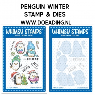 SET Penguin Winter Holiday Stamp & Die - Whimsy Stamps